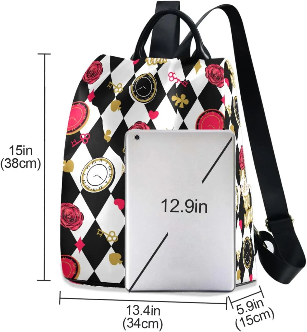 Fustylead Alice Chess Board Backpack Purse for Women Fashion Ladies Shoulder Bags Large Travel Bag