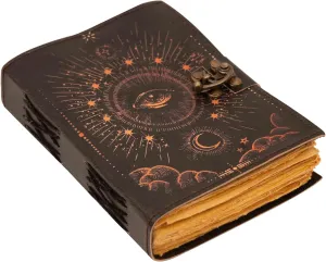 Galaxy with Eye Vintage Leather Journal Antique Handmade Deckle Edge Vintage Paper, Leather Sketchbook, Drawing Notebook, Printed Leather Journal, Perfect for men and women