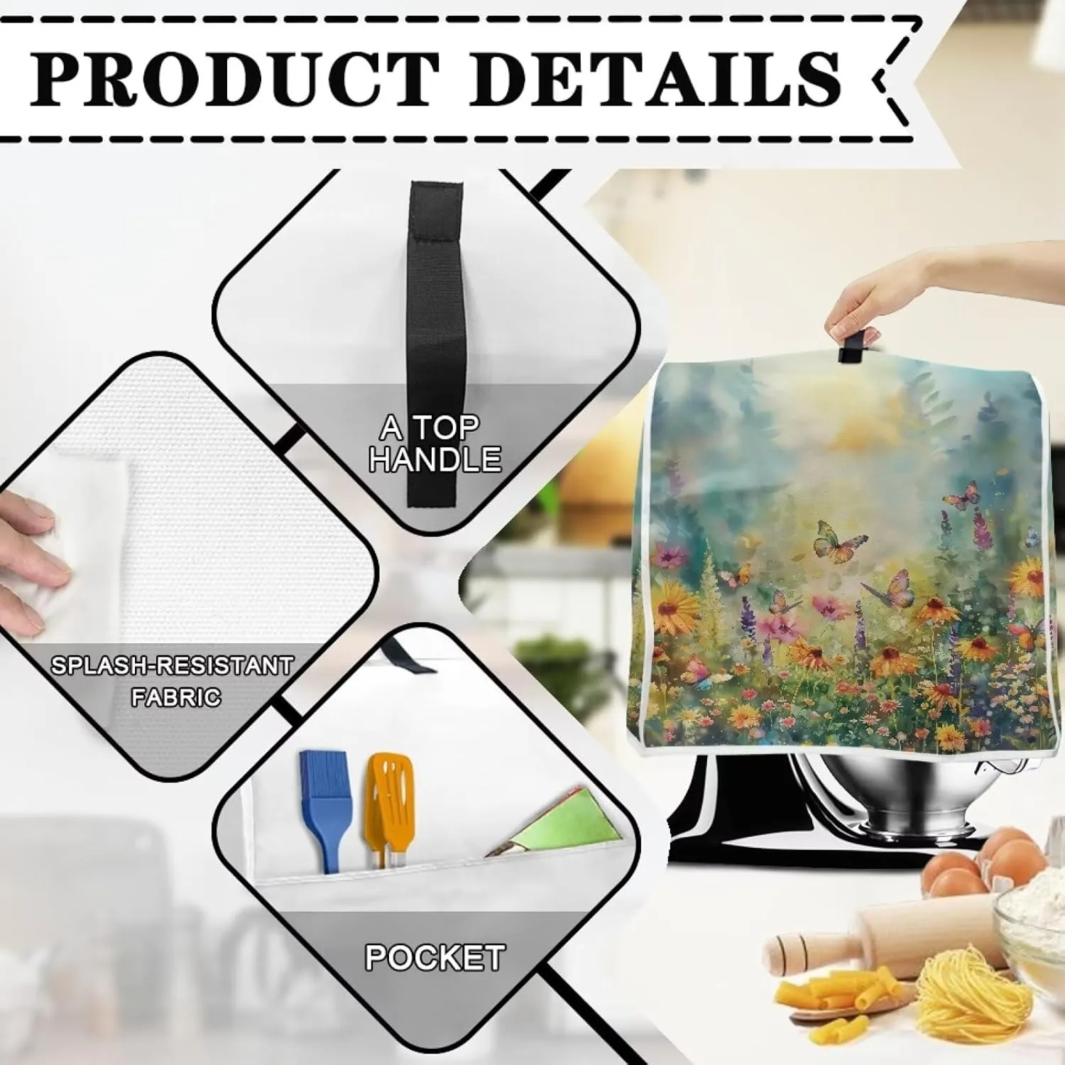 Garden Design Kitchen Aid Mixer Cover Blender Cover Small Appliance Cover Kitchen Mixer Blender Covers Food Processor Dust Cover With Top Handle for Home Decor Organizer Bag