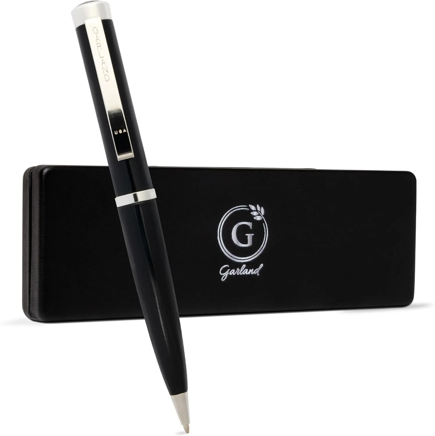 Garland Luxury Executive Twist Pen – Made in USA - Heirloom Quality All Brass Pen, Premium Gift Box, Executive Desk, Gifts, Clients, Graduates, Professionals, Refillable - Black with Chrome Trim