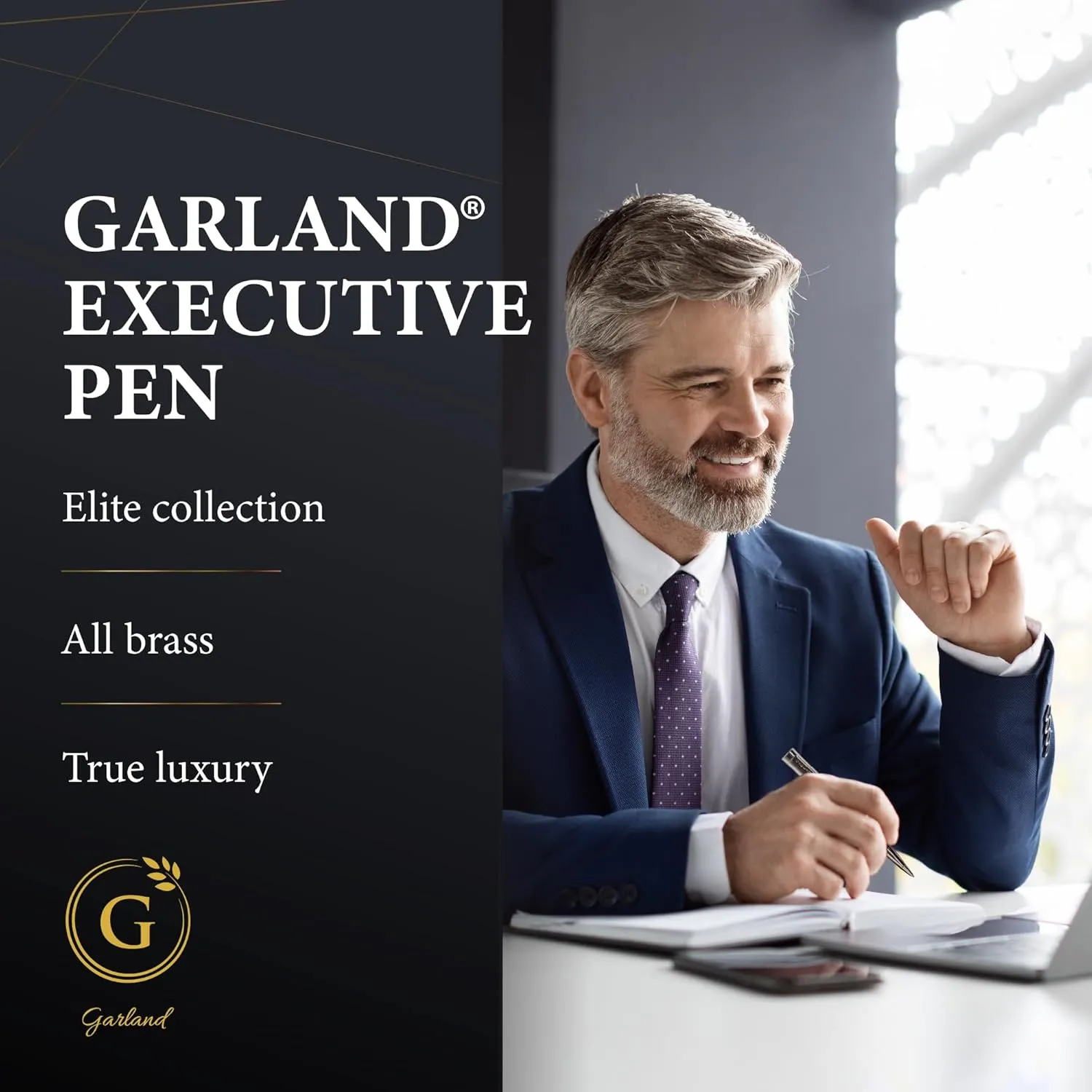 Garland Luxury Executive Twist Pen – Made in USA - Heirloom Quality All Brass Pen, Premium Gift Box, Executive Desk, Gifts, Clients, Graduates, Professionals, Refillable (Chrome)