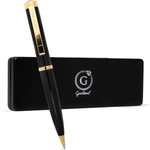 Garland Luxury Executive Twist Pen – Made in USA - Heirloom Quality All Brass Pen, Premium Gift Box, Executive Desk, Gifts, Clients, Graduates, Professionals, Refillable (Gloss Black - Gold)