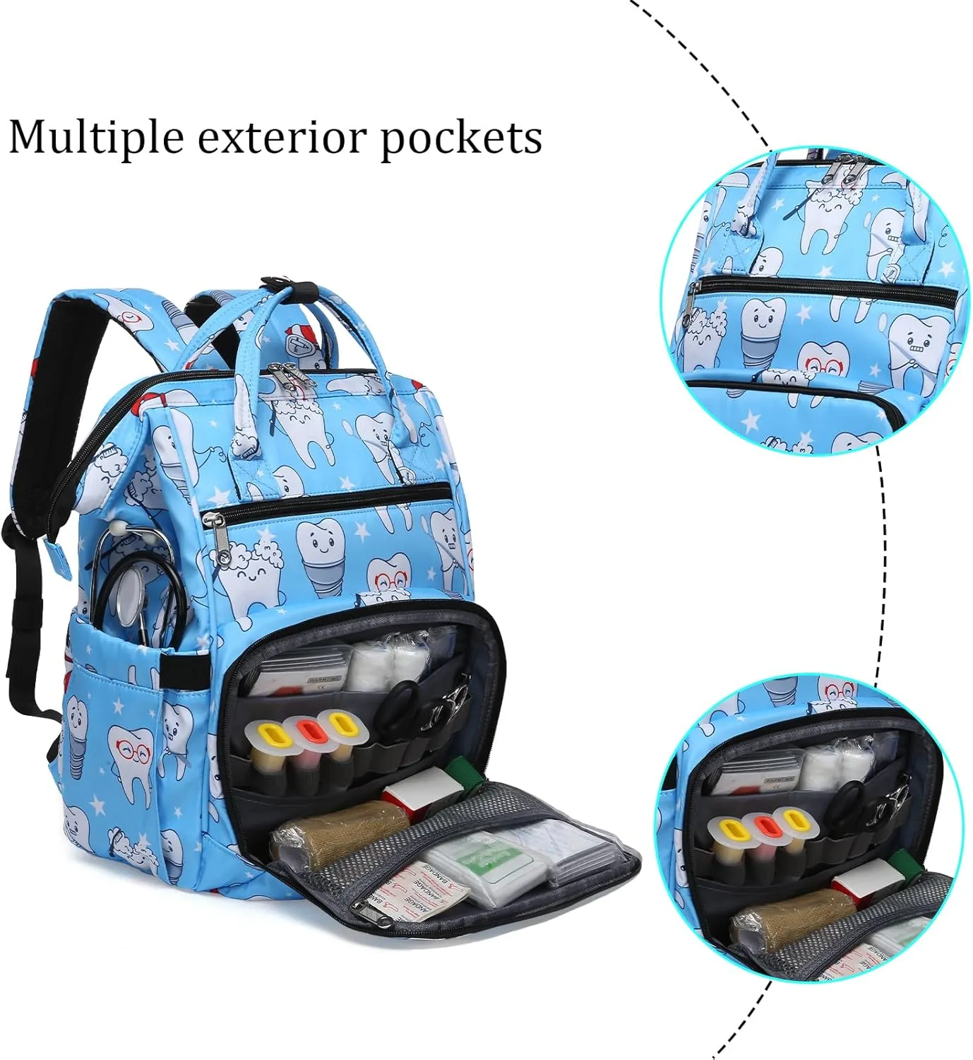 Gatycallaty Teacher Backpack for Women Teacher Laptop Bag Travel Work Gifts Teacher Bookbag Office Educators Large Capacity (BLUETEETH, 15.6 inches)