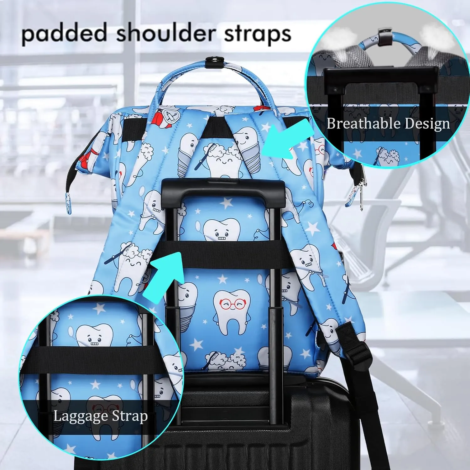 Gatycallaty Teacher Backpack for Women Teacher Laptop Bag Travel Work Gifts Teacher Bookbag Office Educators Large Capacity (BLUETEETH, 15.6 inches)