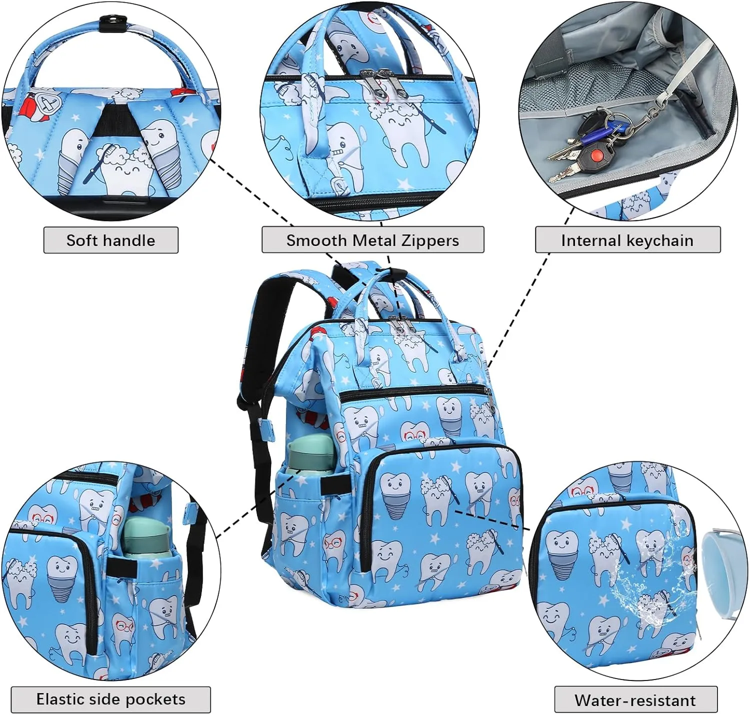 Gatycallaty Teacher Backpack for Women Teacher Laptop Bag Travel Work Gifts Teacher Bookbag Office Educators Large Capacity (BLUETEETH, 15.6 inches)