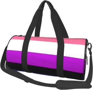 Gender Fluid Pride Flag Round Travel Duffel Bag Large Capacity Gym Sports Bags for Hiking Vacation Trips