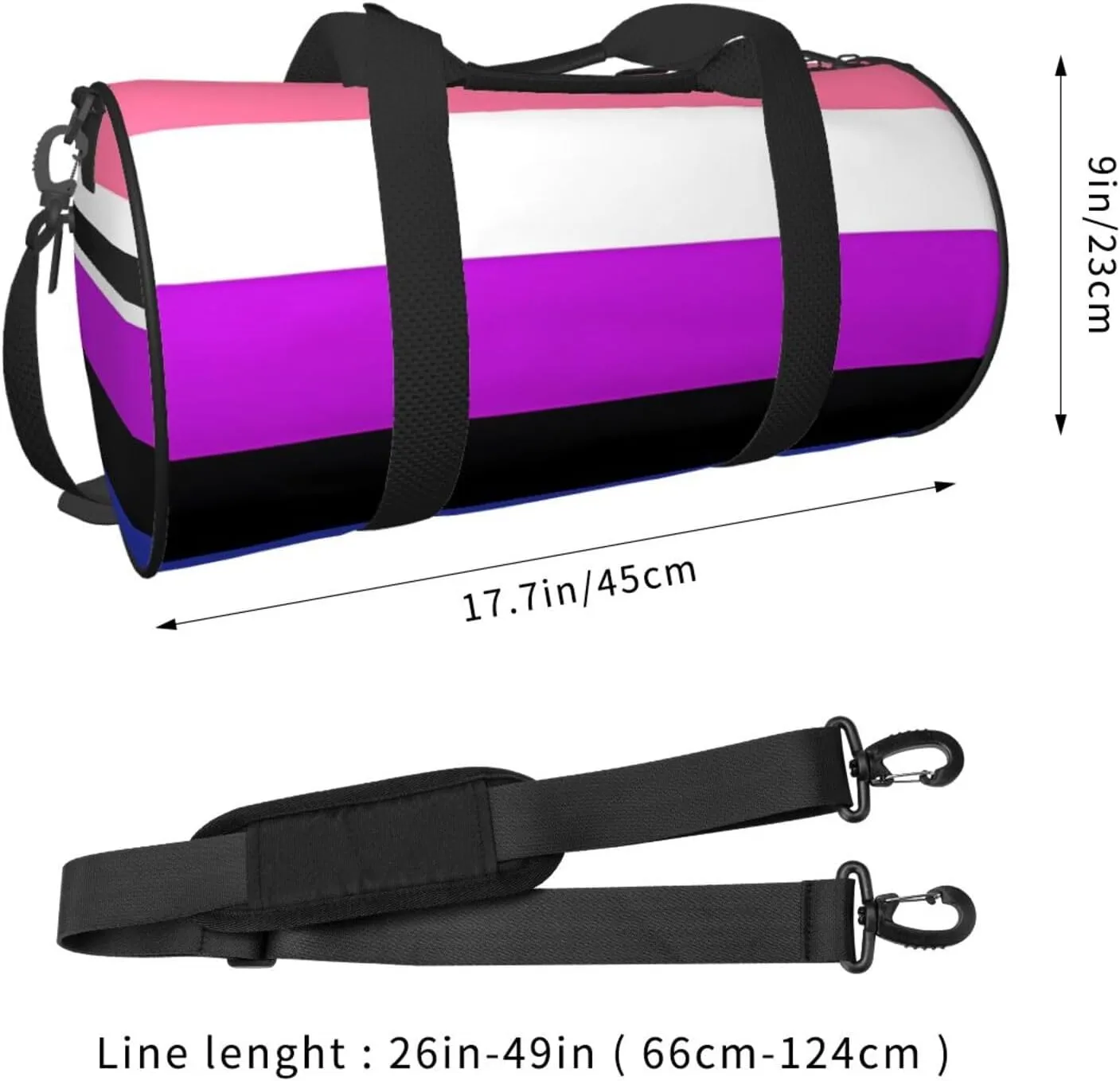 Gender Fluid Pride Flag Round Travel Duffel Bag Large Capacity Gym Sports Bags for Hiking Vacation Trips