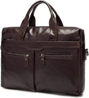 Genuine Leather Briefcase for Men Lock Lawyer Bag Business Executive Handbag Work Bags