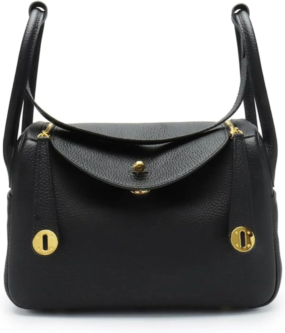 Genuine Leather Crossbody Tote Bag, Lychee Grain Mini Shoulder Bag,10.2IN Square Handbag for Business Casual