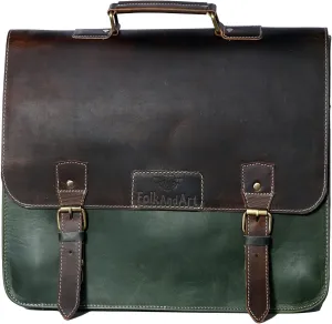 Genuine Leather Laptop Bag for Office & Travel-Handmade Vintage Briefcase,Messenger Bag,Leather Work Bag with Shoulder Strap