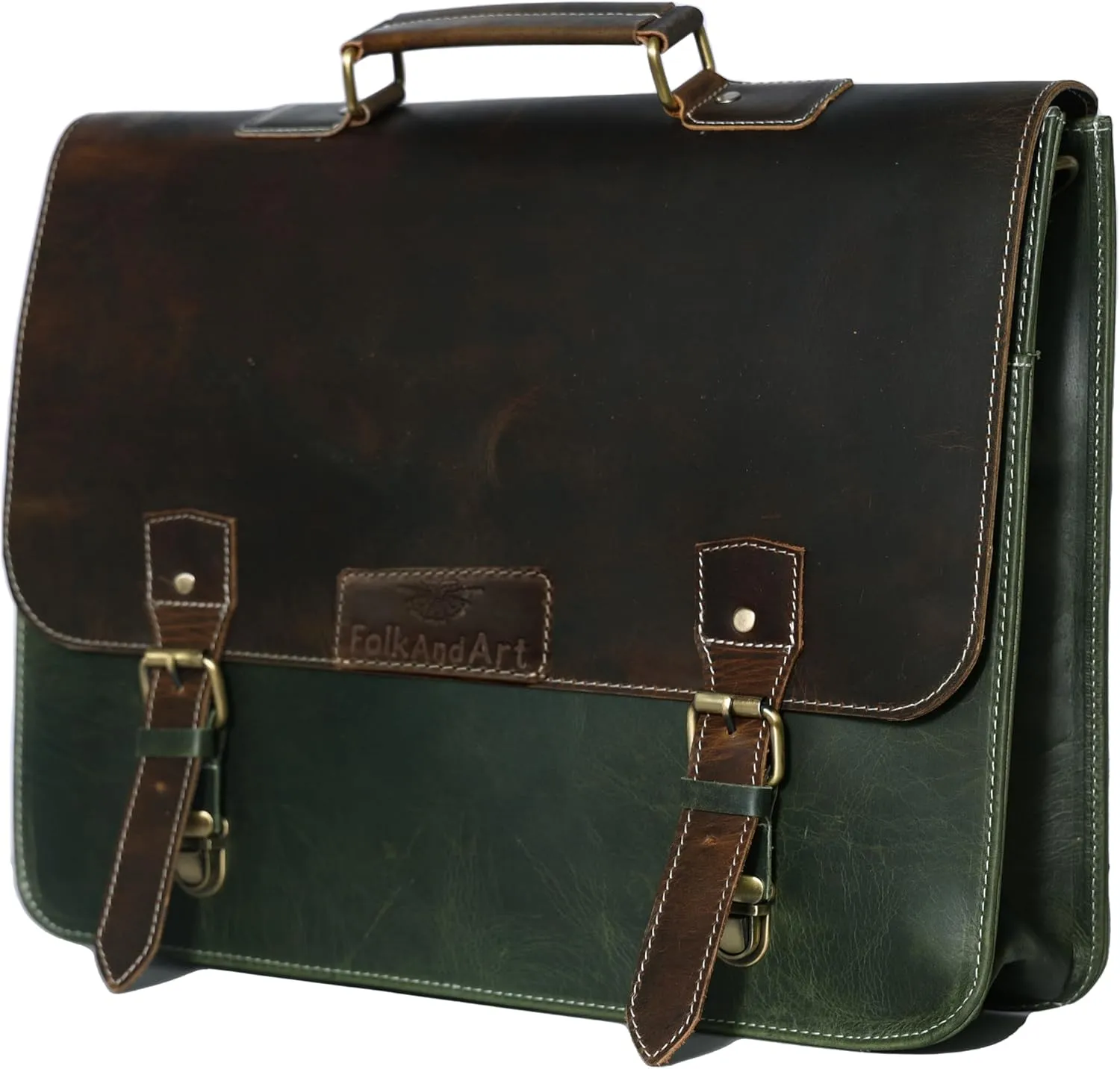 Genuine Leather Laptop Bag for Office & Travel-Handmade Vintage Briefcase,Messenger Bag,Leather Work Bag with Shoulder Strap