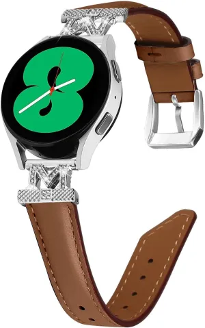Genuine Leather Watch Bands Compatible With Galaxy Watch 3 41mm Bands,Adjustable Wrist Strap with Metal Buckle for Galaxy Watch 42mm/Active/Active2/Gear S2 SmartWatch