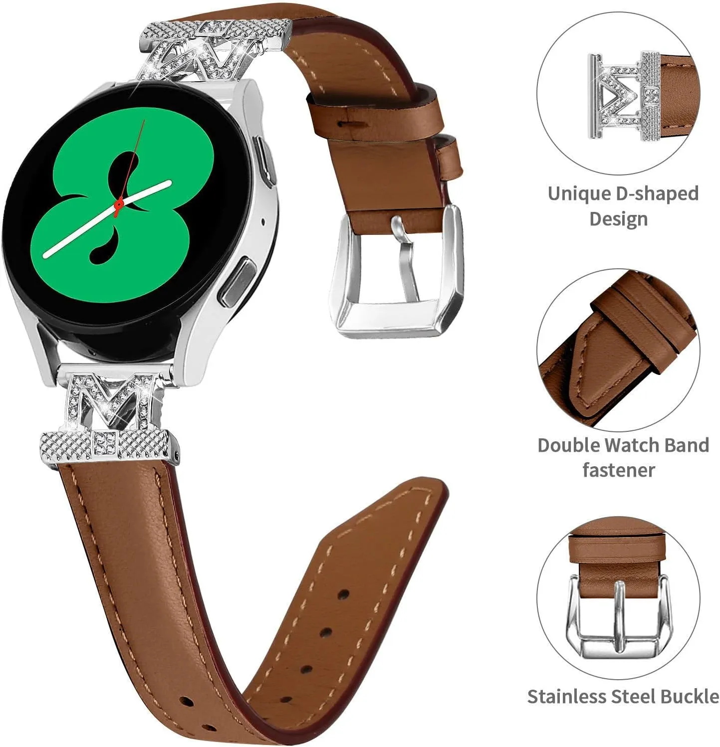 Genuine Leather Watch Bands Compatible With Galaxy Watch 3 41mm Bands,Adjustable Wrist Strap with Metal Buckle for Galaxy Watch 42mm/Active/Active2/Gear S2 SmartWatch
