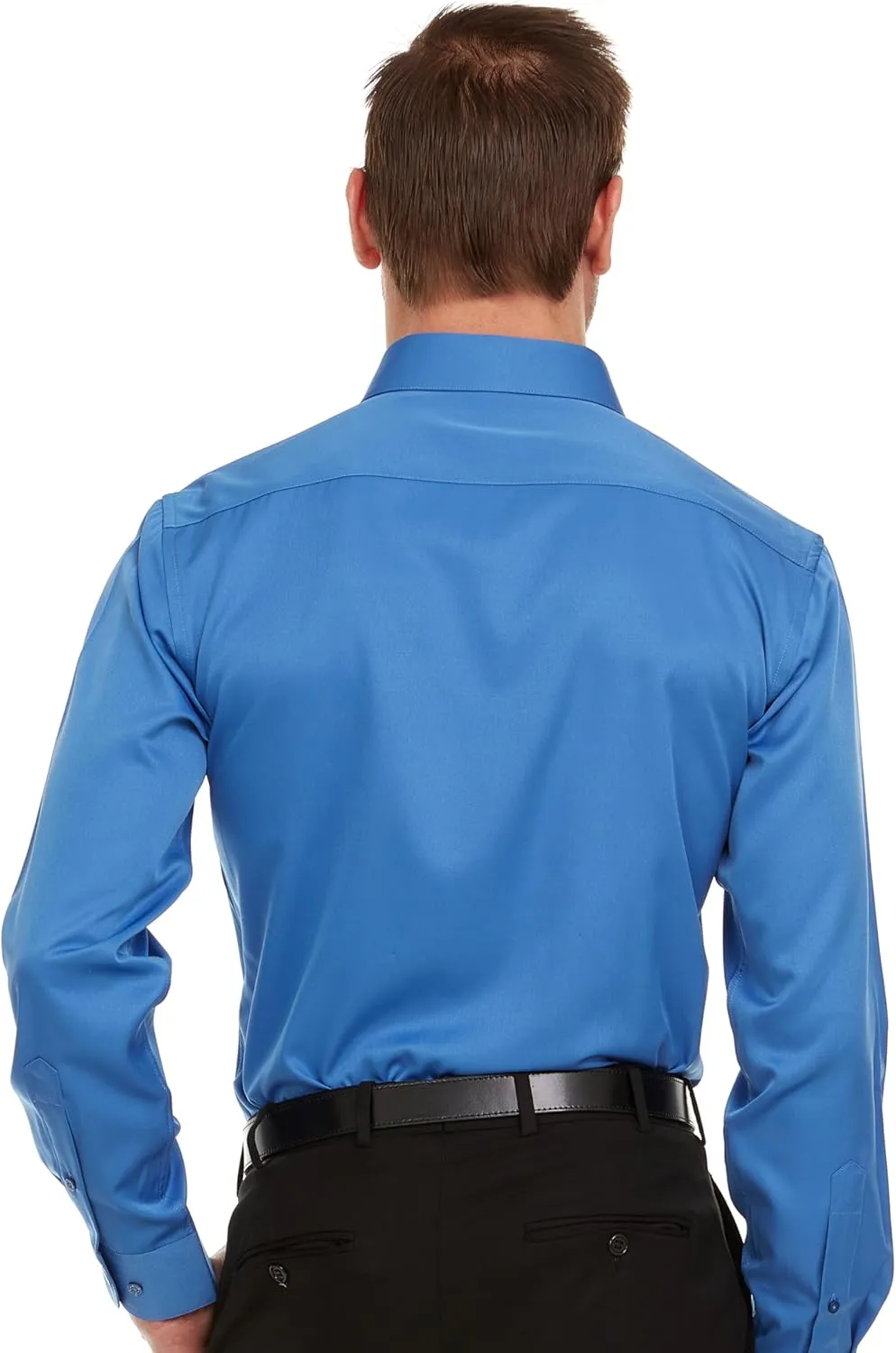 Geoffrey Beene Mens Slim Fit Sateen Stretch Button Down Dress Shirt Formal Wrinkle Resistant