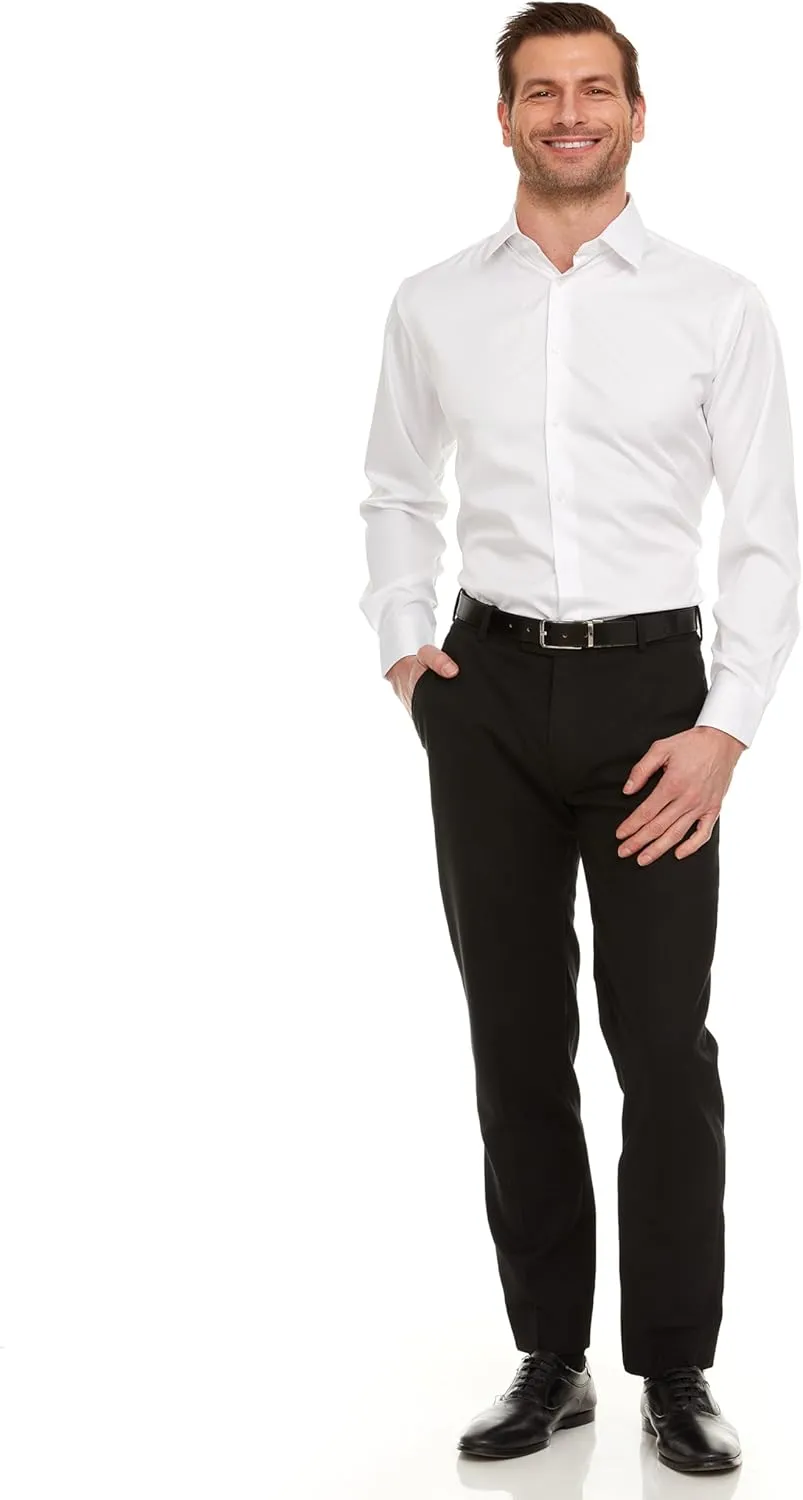 Geoffrey Beene Mens Slim Fit Sateen Stretch Button Down Dress Shirt Formal Wrinkle Resistant