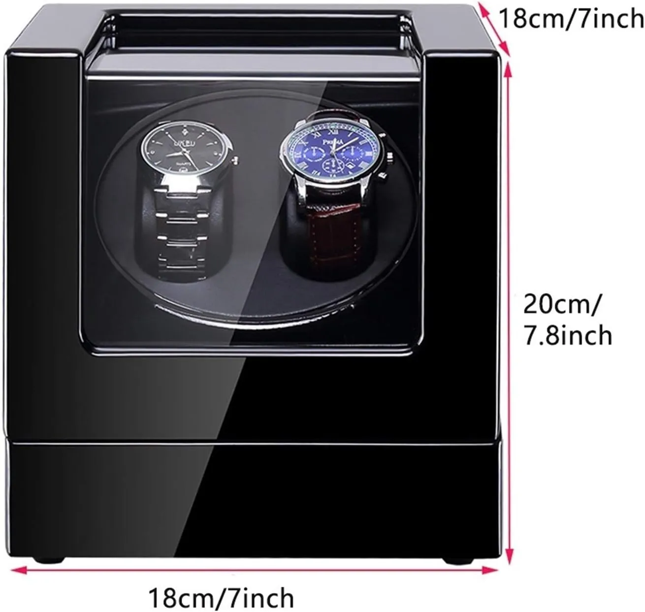 GeRRiT Automatic Watch Winder with LED Illumination Watch Winder Box Black Piano Paint Exterior Quiet Motor Dual Power Supply Watch Winder