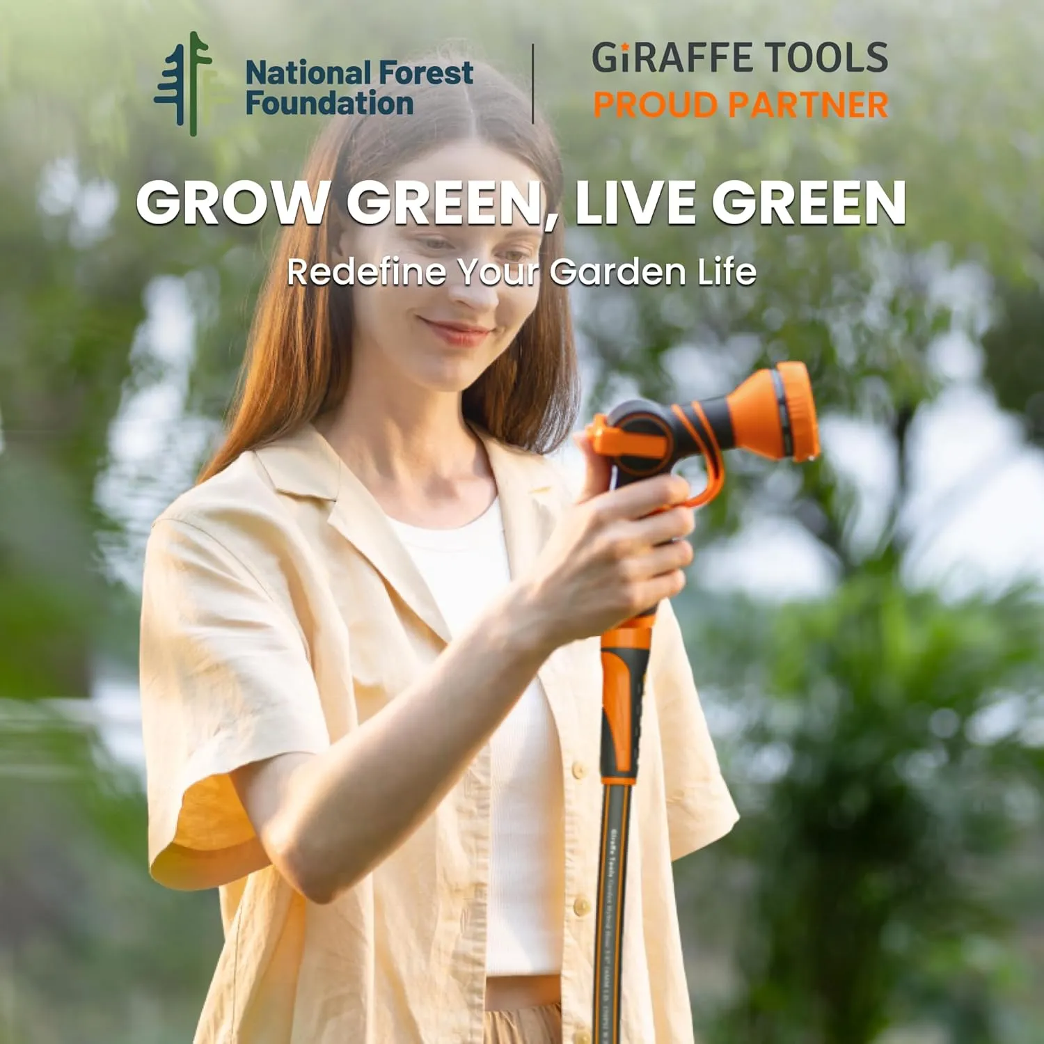 Giraffe Tools Garden Hose 25ft x 5/8", Water Hose Heavy Duty, Flexible, Lightweight Hybrid Hose with Swivel Handle, Male to Female Fittings, Burst 600 PSI