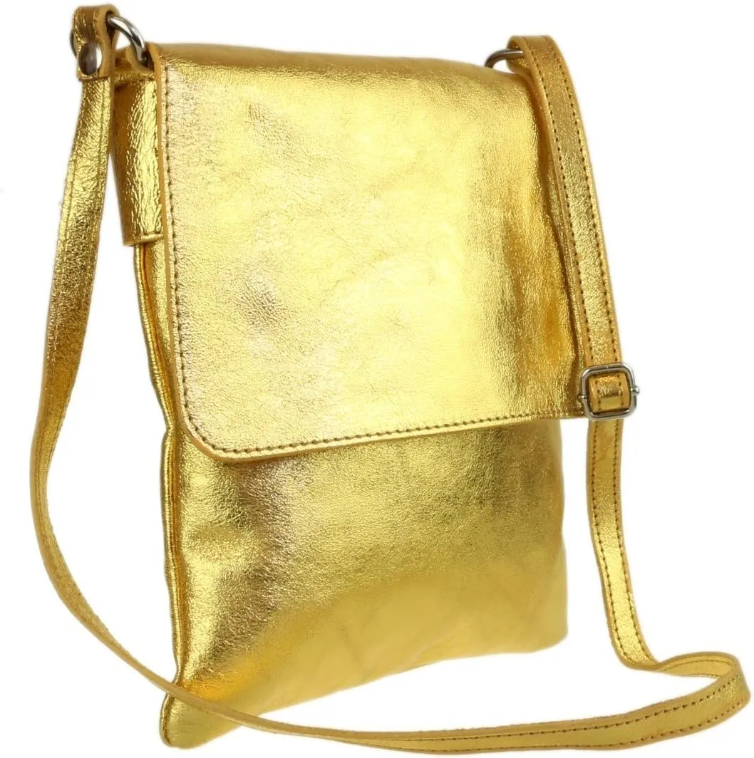 Girly HandBags Womens Italian Soft Leather Cross Body Messenger Bag Vera Plelle Shoulder Bag Flap Zipper