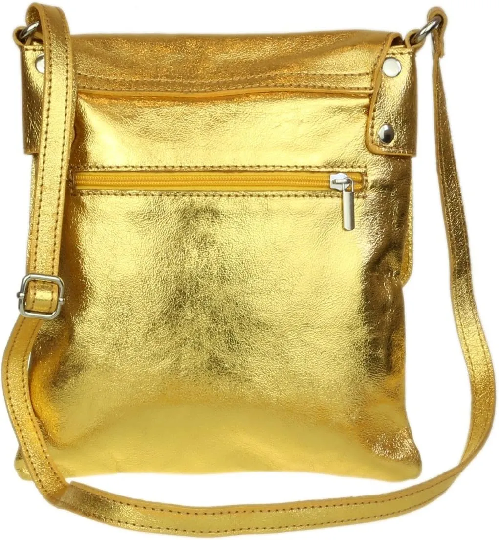 Girly HandBags Womens Italian Soft Leather Cross Body Messenger Bag Vera Plelle Shoulder Bag Flap Zipper