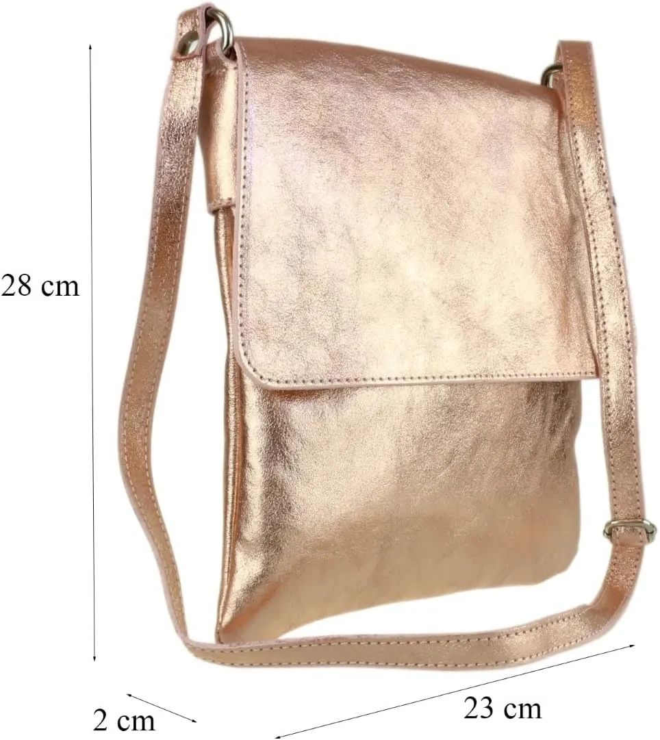 Girly HandBags Womens Italian Soft Leather Cross Body Messenger Bag Vera Plelle Shoulder Bag Flap Zipper