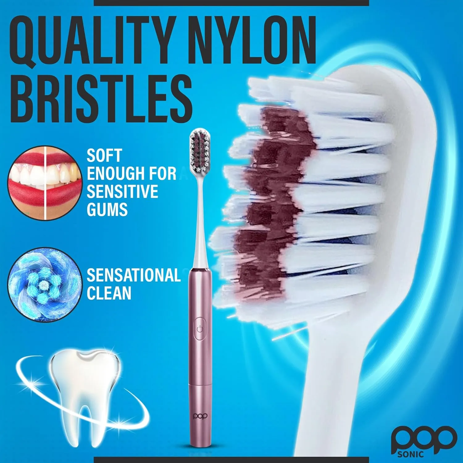 Go Plus Sonic Toothbrushes for Adults w/Electric Toothbrush Case - Electric Toothbrush for Adults & Kids - Sonic Toothbrush w/ 2 Speeds - 18000-24000 Vibrations Per Minute (Rosy Pink)