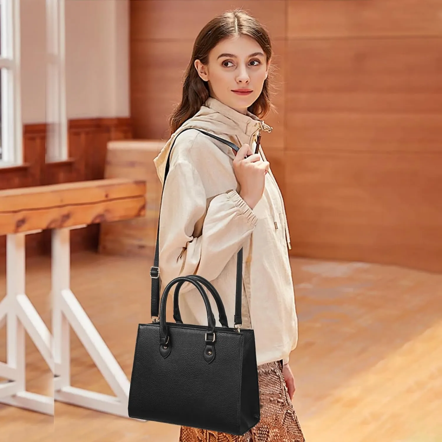 GOIACII Tote Bag for Women Top Handle Handbags Ladies Satchel Shoulder Purse for Work Leather