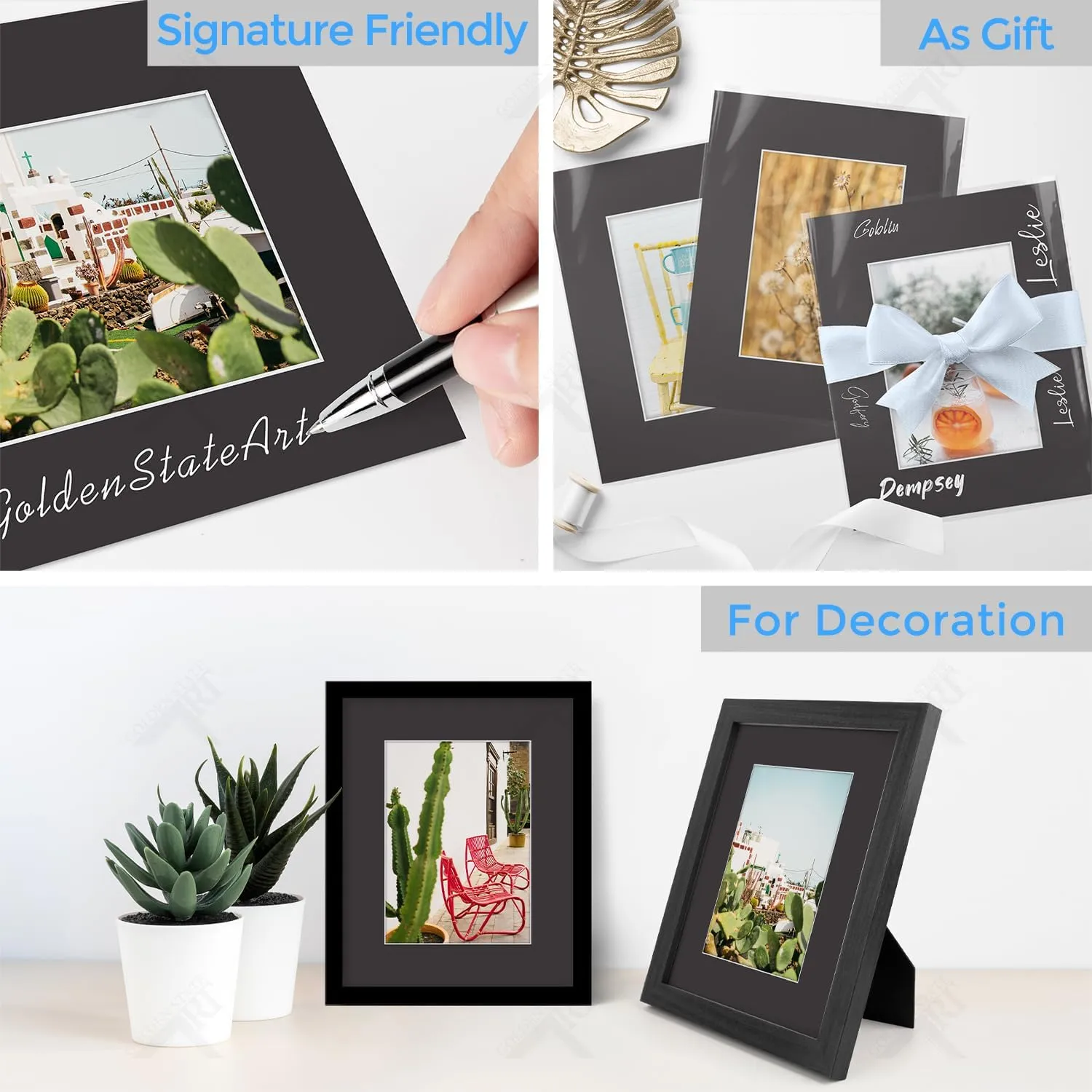Golden State Art, Pack of 50 8x10 Black Picture Mat Mattes with White Core Bevel Cut for 5x7 Photo   Backing   Bags