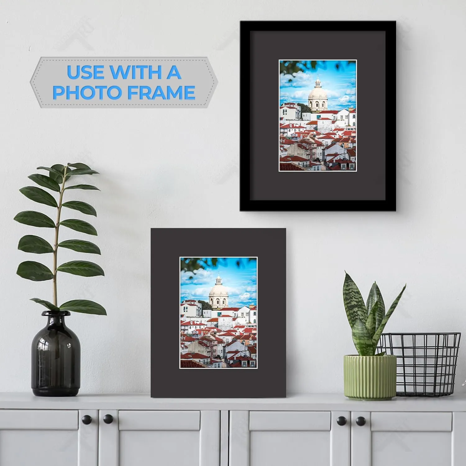Golden State Art, Pack of 50 8x10 Black Picture Mat Mattes with White Core Bevel Cut for 5x7 Photo   Backing   Bags