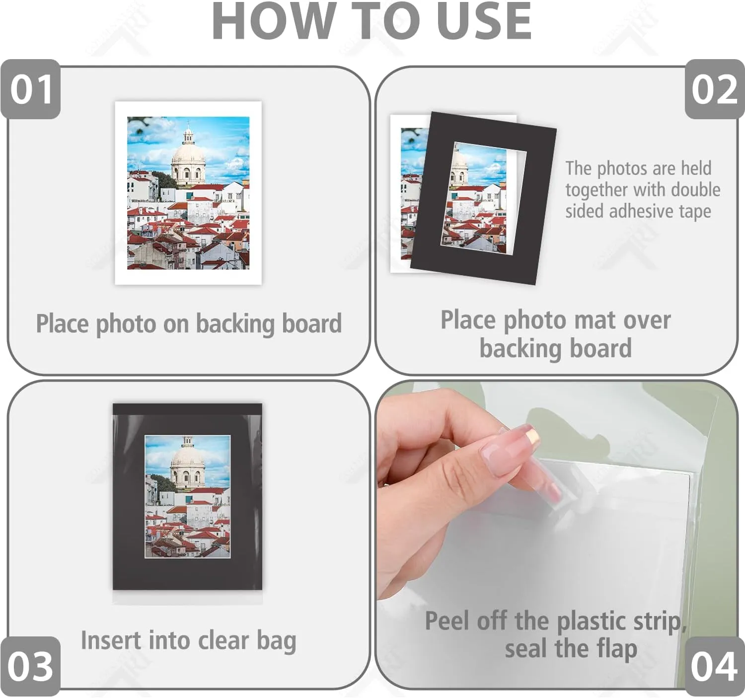 Golden State Art, Pack of 50 8x10 Black Picture Mat Mattes with White Core Bevel Cut for 5x7 Photo   Backing   Bags