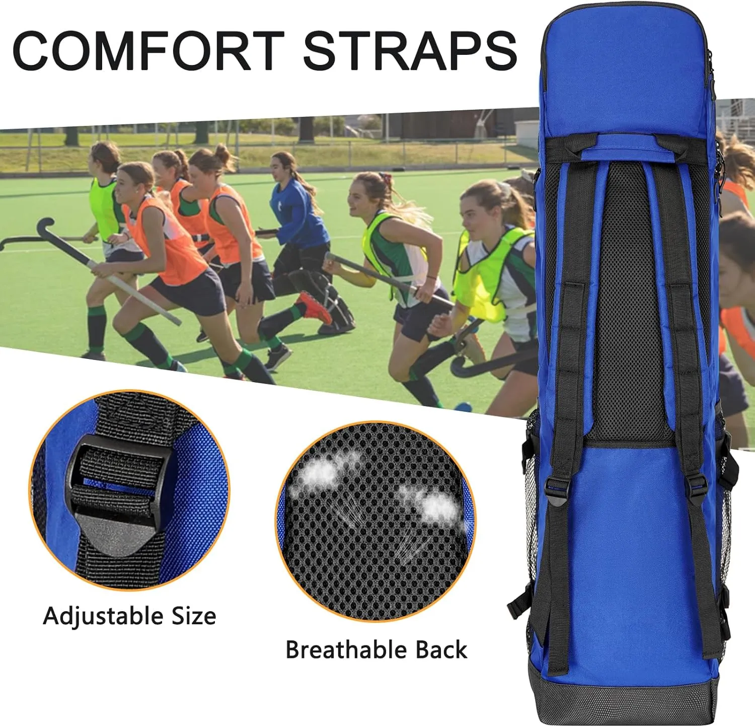 Goloni 4 Sticks Field Hockey Bag with Shoulder Straps,Field Hockey Stick Backpack with Shoe Compartment