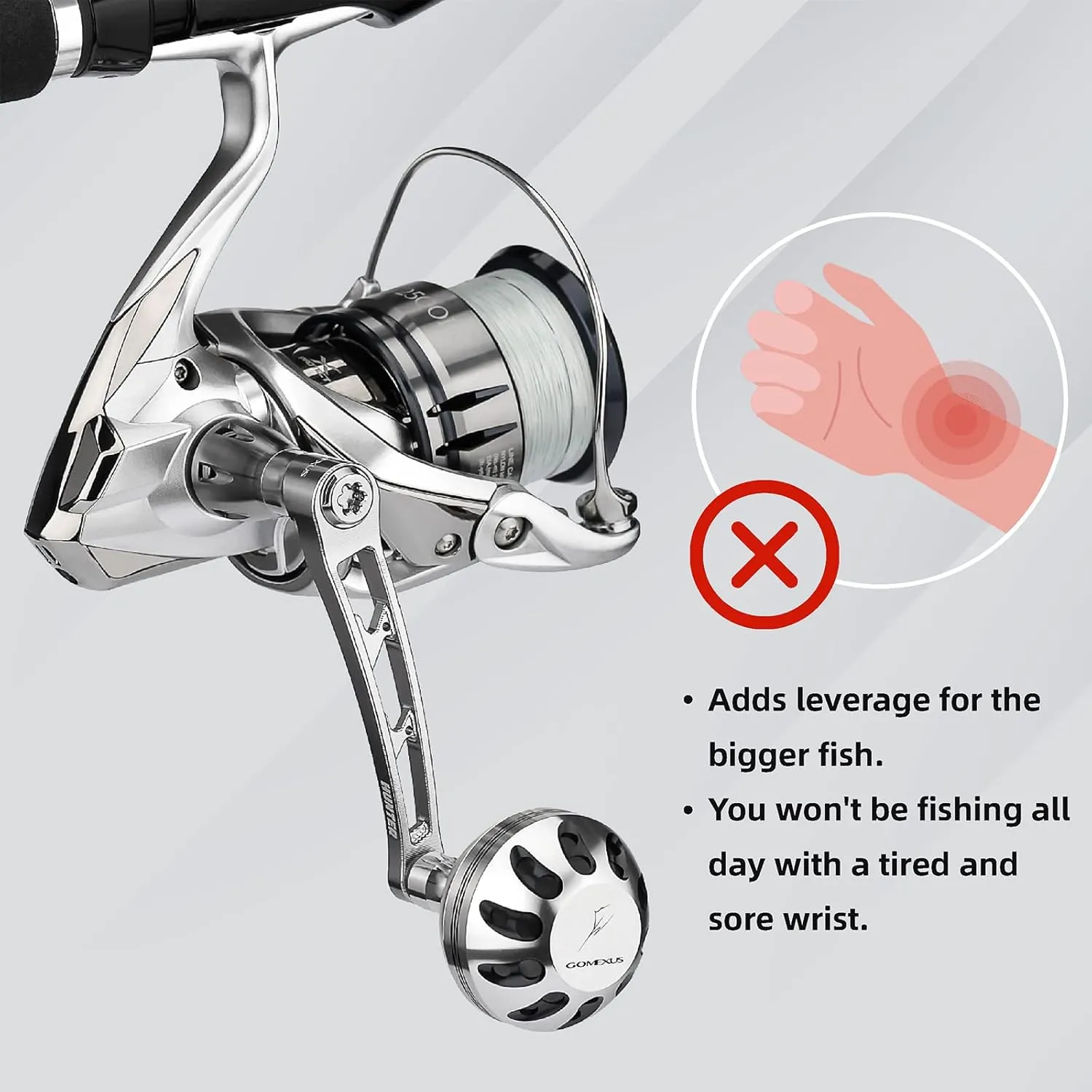 GOMEXUS Power Handle for Shimano Stradic FL FM Stella Vanford Vanquish Nasci Twinpower 1000-5000 Spinning Reel Handle