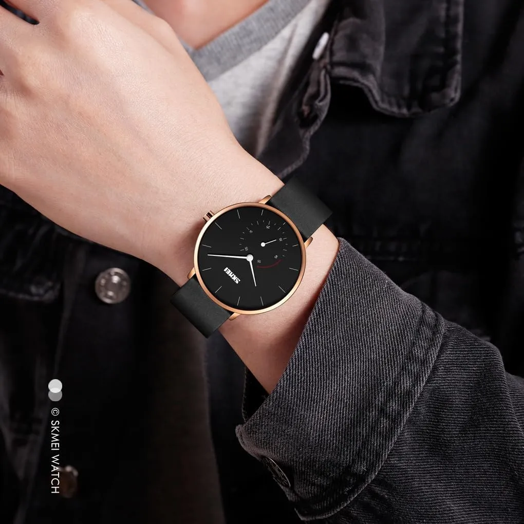 Gosasa Mens Quartz Watches Minimalist Ultra Thin Waterproof Fashion Business Wrist Watch for Men Casual Luxury Analog Watch with Leather Band