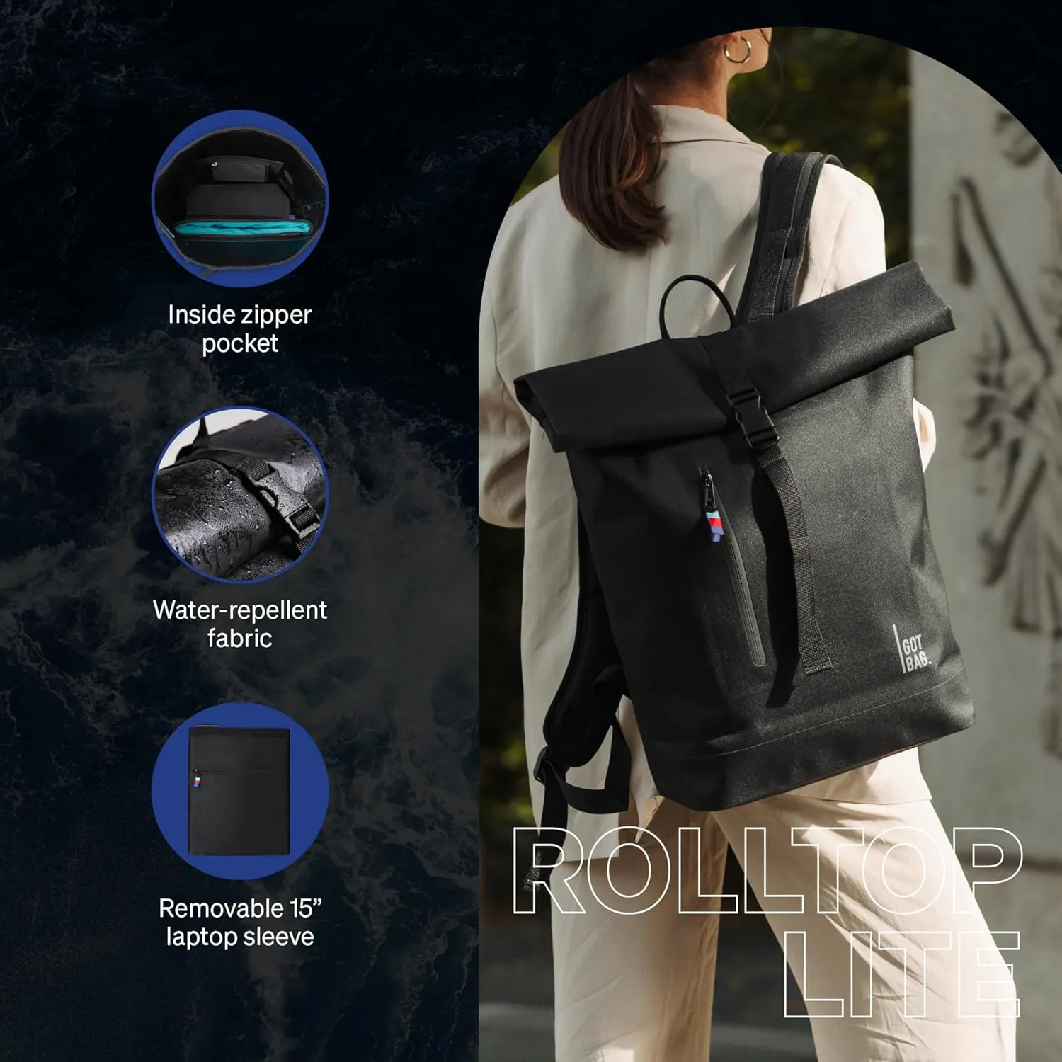 GOT BAG - ROLLTOP LITE Backpack, Hiking & Travel