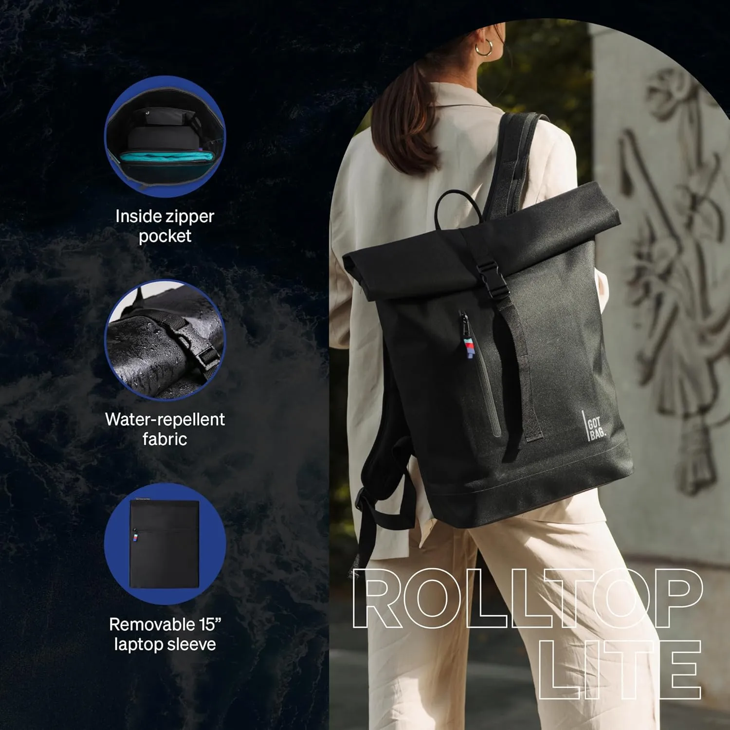 GOT BAG - ROLLTOP LITE Backpack, Hiking & Travel