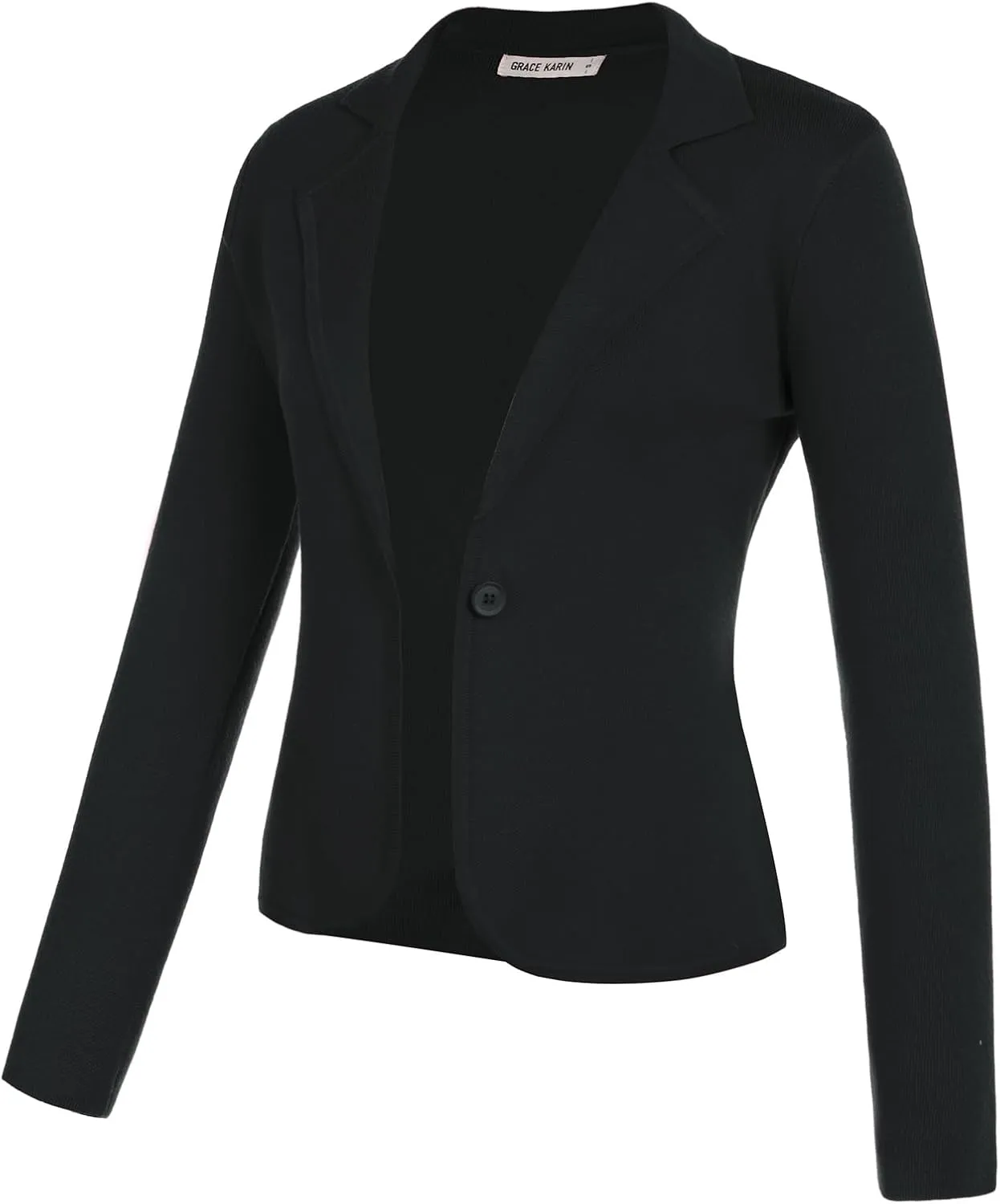 GRACE KARIN Women Sweater Blazer Casual Work Croppped Cardigan Lightweight Button Front Short Knit Blazer Jacket S-XXL