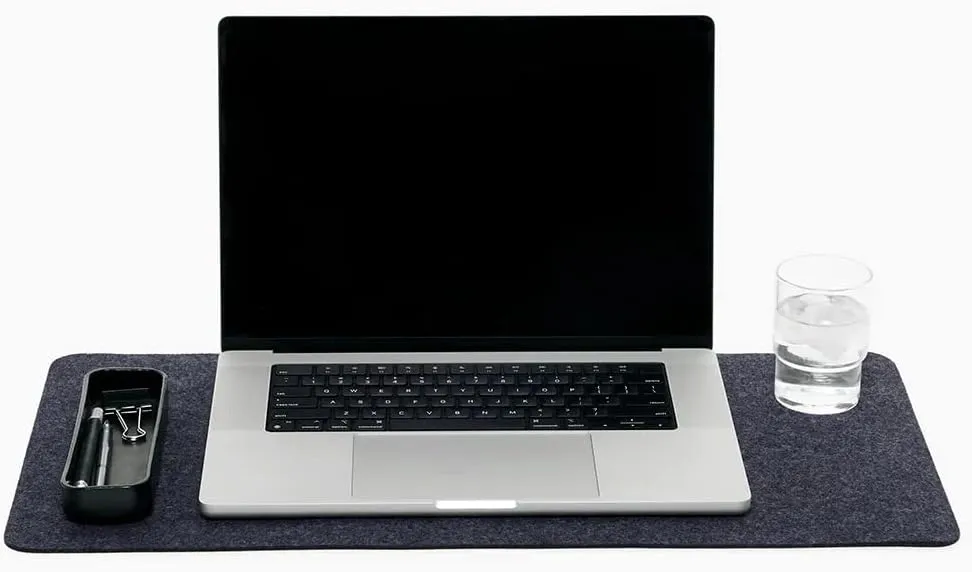 Graf Lantz Mosen Medium Merino Wool Felt Desk Pad, Luxury Non-Slip Desk Mat, Blotter for Office and Home, 24W x 12H, Charcoal