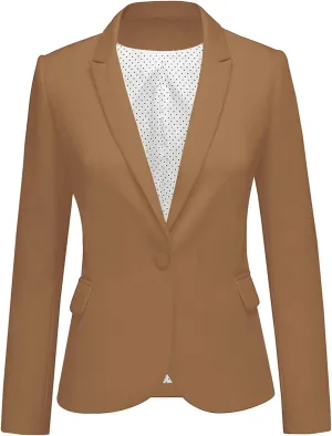 GRAPENT Women's Business Casual Pockets Work Office Blazer Back Slit Jacket Suit