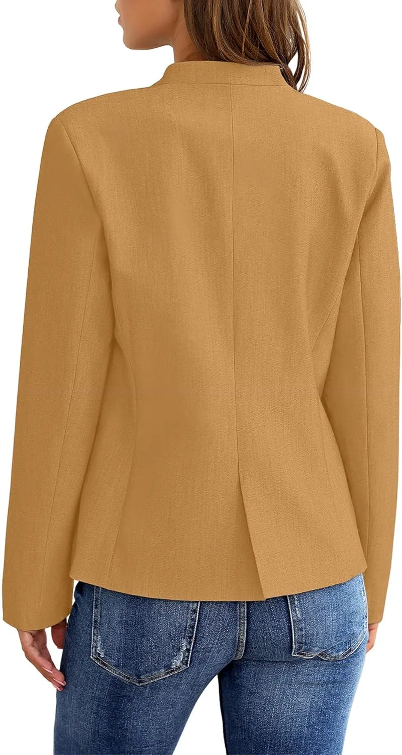 GRAPENT Women's Business Casual Pockets Work Office Blazer Back Slit Jacket Suit
