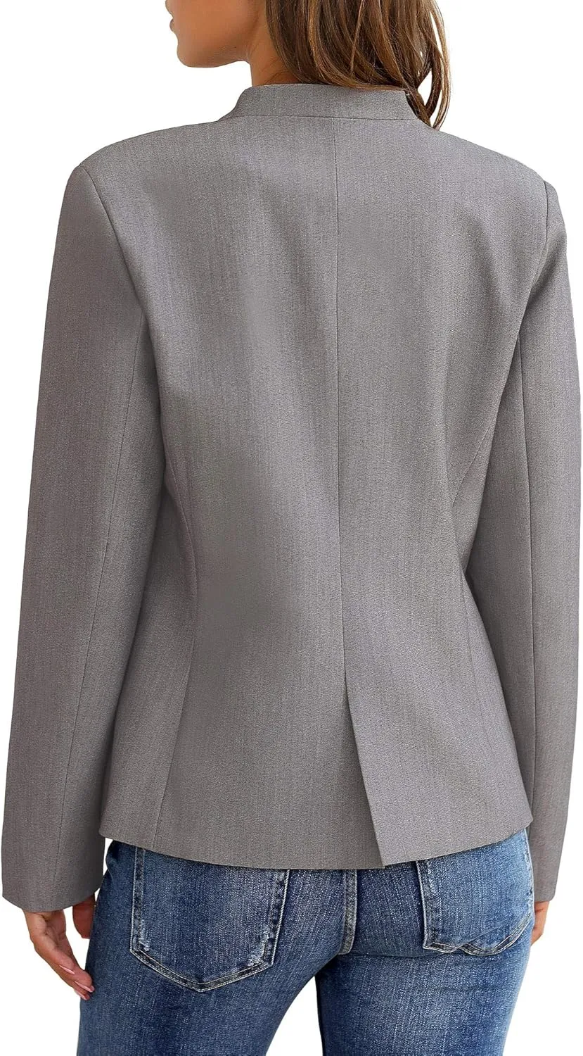 GRAPENT Women's Business Casual Pockets Work Office Blazer Back Slit Jacket Suit