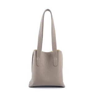 Grey Top Grain Cow Leather Mini Tote Bag | Shoulder Bag | Bucket Bag | Crossbody Bag  | Hobo Bag