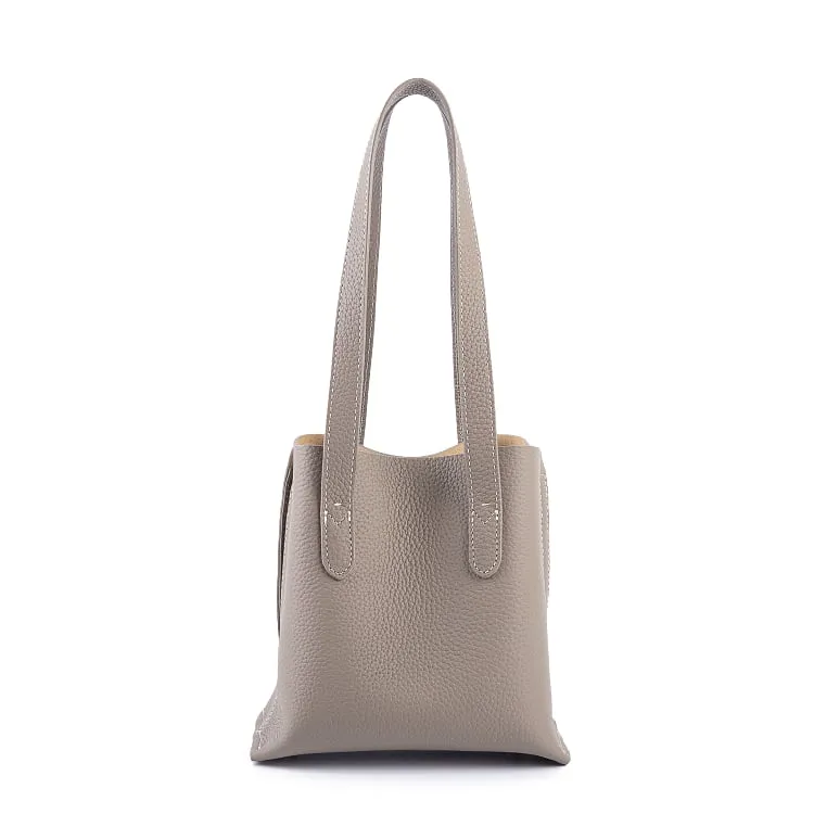 Grey Top Grain Cow Leather Mini Tote Bag | Shoulder Bag | Bucket Bag | Crossbody Bag  | Hobo Bag
