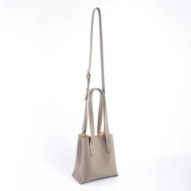 Grey Top Grain Cow Leather Mini Tote Bag | Shoulder Bag | Bucket Bag | Crossbody Bag  | Hobo Bag