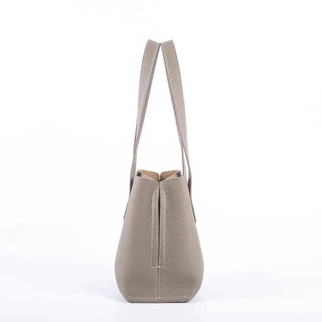 Grey Top Grain Cow Leather Mini Tote Bag | Shoulder Bag | Bucket Bag | Crossbody Bag  | Hobo Bag