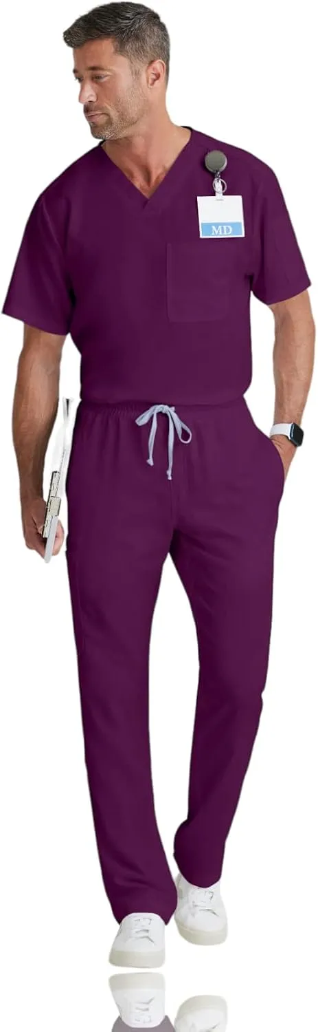 Grey's Anatomy Men's GRT091 Evan Top 2 Pocket V-Neck Scrub Top