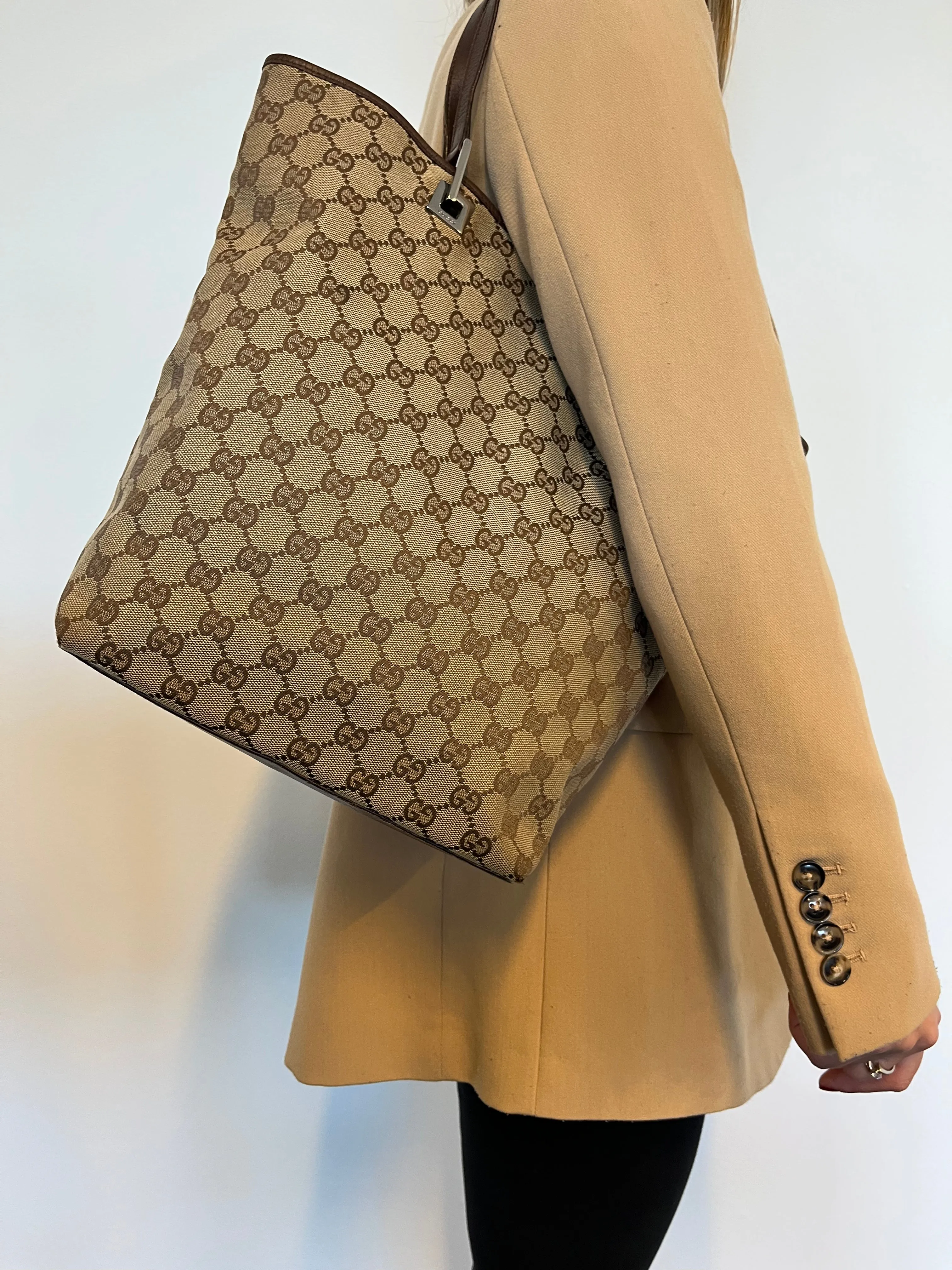 Gucci Jacquard x Leather Tote
