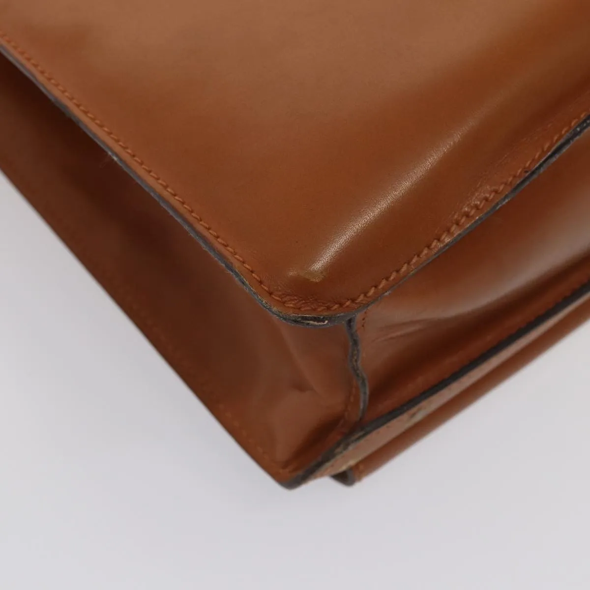 GUCCI Ready Lock Briefcase Leather 2way Brown Gold Auth am6802