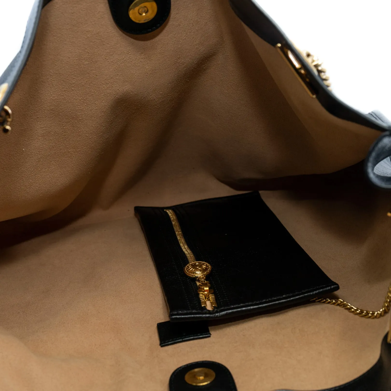 gucci tote with tiger head in leather black