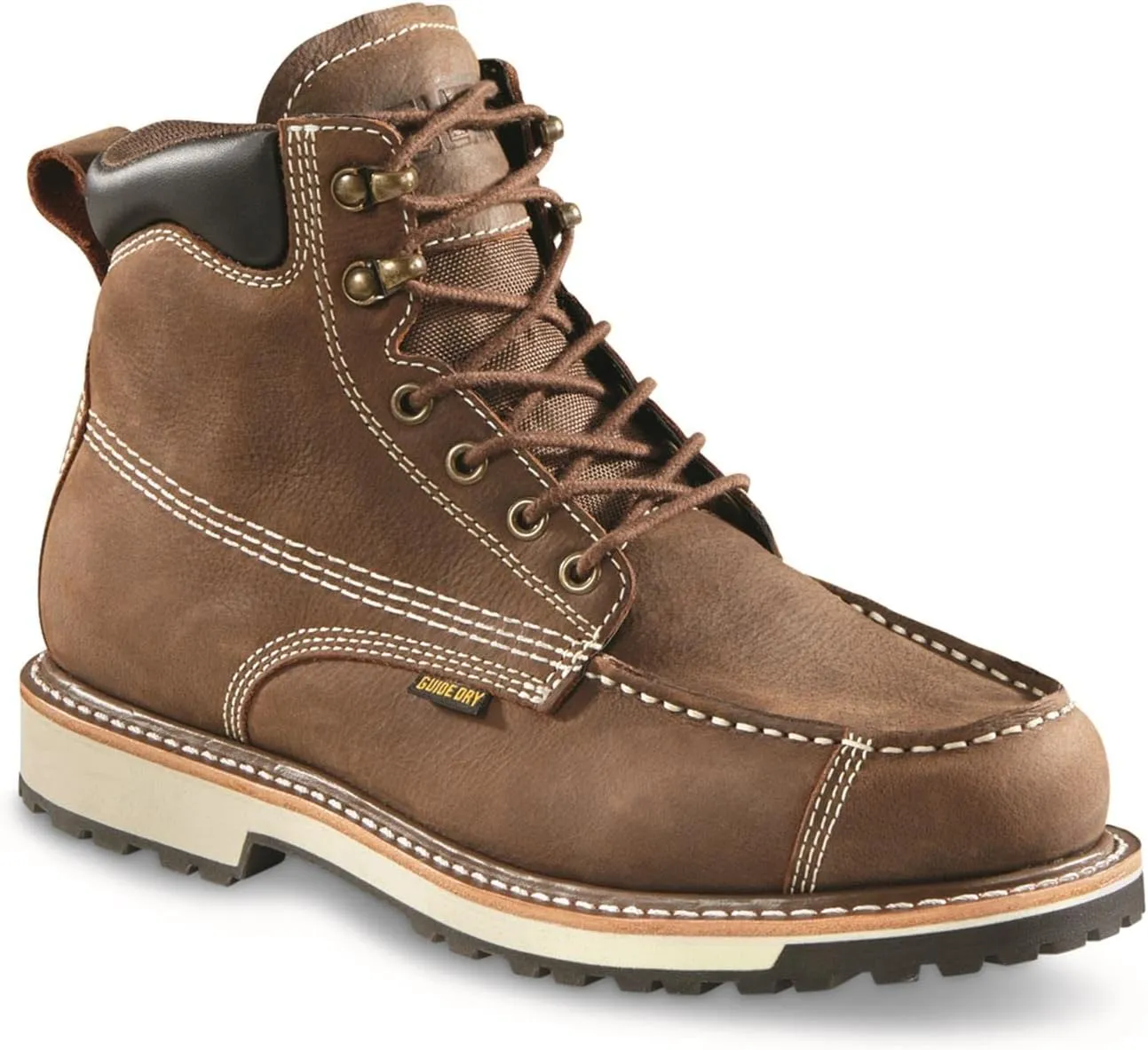 Guide Gear Rugged Timber Mens Chukka Boots Waterproof Leather Work Shoes, Moisture Wicking Insoles, Pull-On Ankle Boot