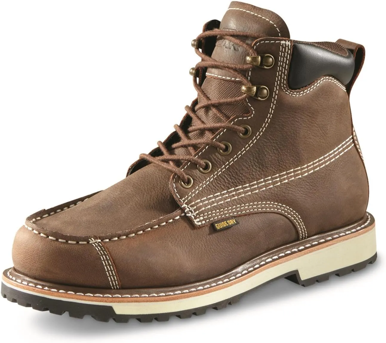 Guide Gear Rugged Timber Mens Chukka Boots Waterproof Leather Work Shoes, Moisture Wicking Insoles, Pull-On Ankle Boot