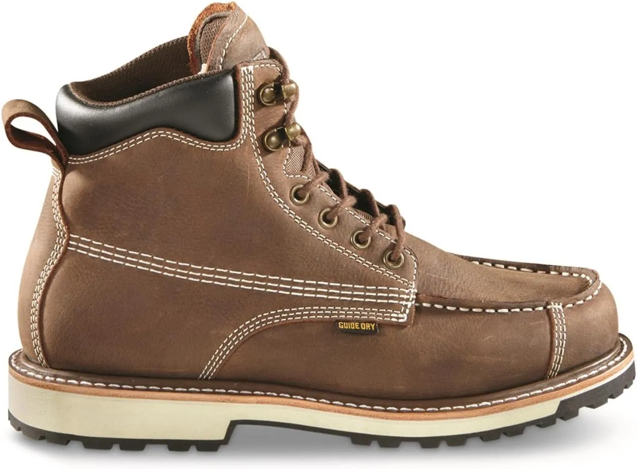 Guide Gear Rugged Timber Mens Chukka Boots Waterproof Leather Work Shoes, Moisture Wicking Insoles, Pull-On Ankle Boot